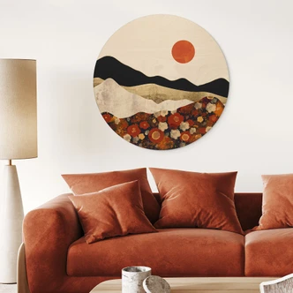 Holzbild Herbstliche Berglandschaft - SpaceFrog Designs - Rund 