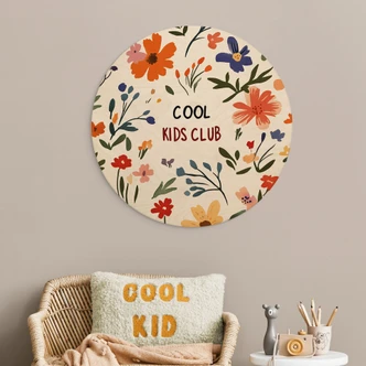 Tableau sur bois Cool Kids Club Fleurs colorées - Treechild - Rond Tableau sur bois Cool Kids Club Fleurs colorées - Treechild - Rond