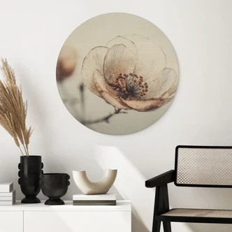 Trätavla torr blomma beige natur poesi - Treechild - Rund 