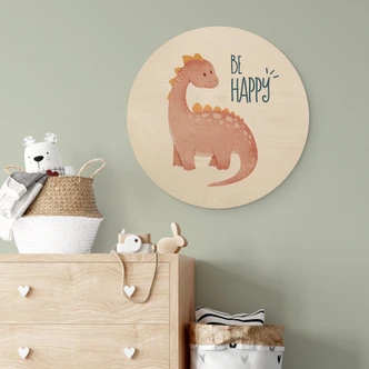 Holzbild Dino Be Happy - Brachiosaurus - Tunaboylu - Rund 