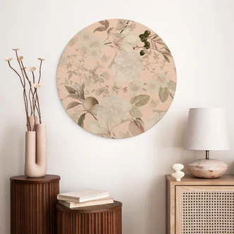 Trätavla boho-illustration med blommor och frukt - UN Designs - Round 