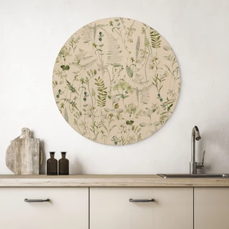 Wandcirkel Hout Kruiden en wilde bloemen - UN Designs 