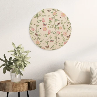 Trätavla Rosa julrosor på våren - UN Designs - Round 