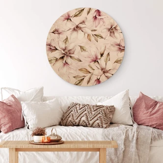 Trätavla i trä UN Designs - Soft Magnolia - Rund 