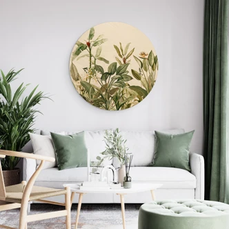 Holzbild Tropische Botanik - UN Designs - Rund Holzbild Tropische Botanik - UN Designs - Rund