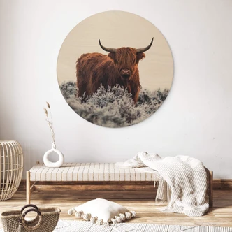 Tableau sur bois rond van den Helm - Highlander 