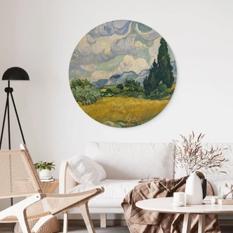 Stampa su legno Van Gogh - Campo di grano con cipressi Stampa su legno Van Gogh - Campo di grano con cipressi