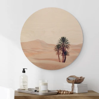 Tableau sur bois rond Sisi & Seb - Désert de rêve  