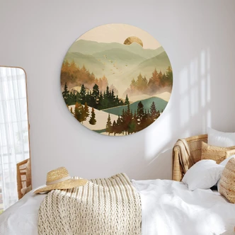 Tableau sur bois rond SpaceFrog Designs - Matin d'automne 