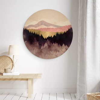 Holzbild SpaceFrog Designs - Lila Wald - Rund Holzbild SpaceFrog Designs - Lila Wald - Rund