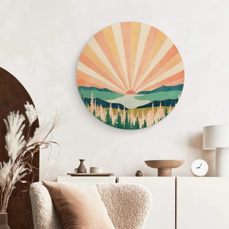 Holzbild SpaceFrog Designs - Retro Sommer - Rund Holzbild SpaceFrog Designs - Retro Sommer - Rund