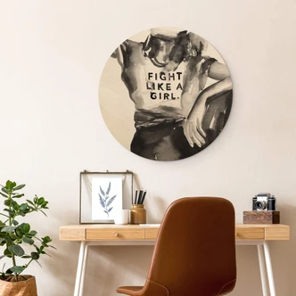 Wall Circle Wood Verbaan - Fight Like a Girl 