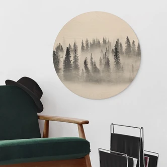 Væg cirkel træ Xu - Foggy Forest 