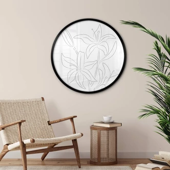Poster 1X Studio - Line Art Floral - Minimalistische Blumen - Rund 