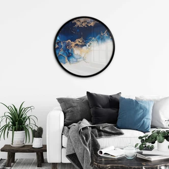 Poster rond Abstract Blauw en Goud 
