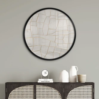 Poster Abstraktes Rissmuster in Beige - Alma - Rund 