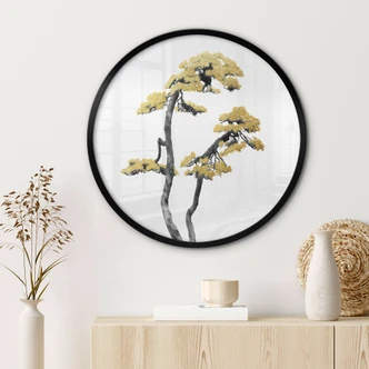 Poster Blühender Bonsai - Pflanzenposter Rund - Amini 
