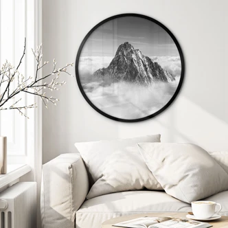 Poster Bergspitze über den weißen Wolken - Rund 