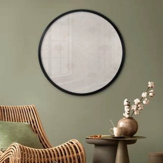 Poster Abstracte halve cirkels in zacht beige - Bloemdecor - Rond 