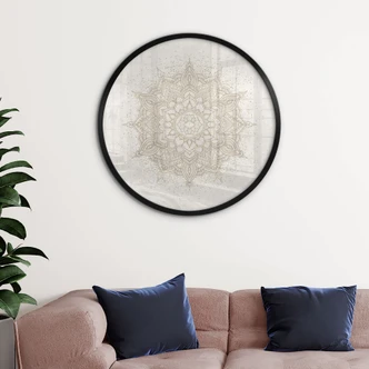 Poster Boho Ornament in Leinenoptik, Mandala - Bloomery Decor - Rund 