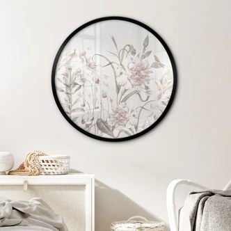 Poster Florale Wiese in Hellrosa - Bloomery Decor - Rund 