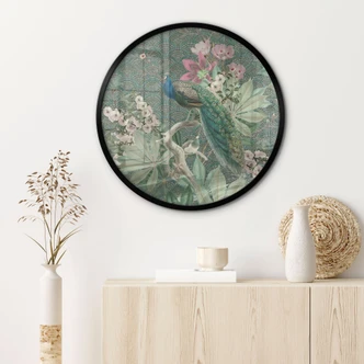 Poster Pfau im Tropengarten auf Mosaik - Bloomery Decor - Rund 