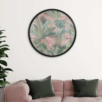 Poster Tropenblätter im Dschungel Rosa - Bloomery Decor - Rund Poster Tropenblätter im Dschungel Rosa - Bloomery Decor - Rund