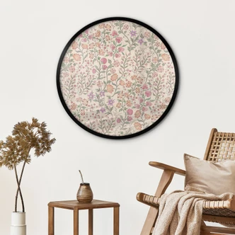 Poster Fiori di Prato Vintage - Beige - Decorazione floreale - Rotondo Poster Fiori di Prato Vintage - Beige - Decorazione floreale - Rotondo