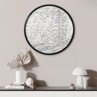 Poster Zarte Aquarell-Blätter - Soft Grau - Bloomery Decor - Rund Poster Zarte Aquarell-Blätter - Soft Grau - Bloomery Decor - Rund