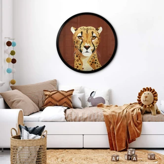 Poster Braun - Gepard - Rund 
