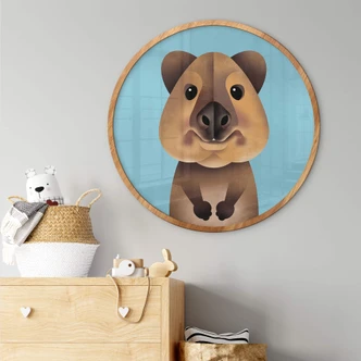 Póster Quokka - Póster infantil redondo - Marrón 