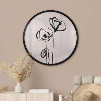 Poster Line Art Zwei Mohnblumen - Cats & Dotz - Rund 