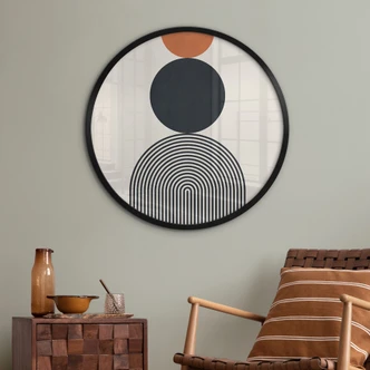 Poster Abstracte lijnen en cirkels in harmonie - Costa - Rond 