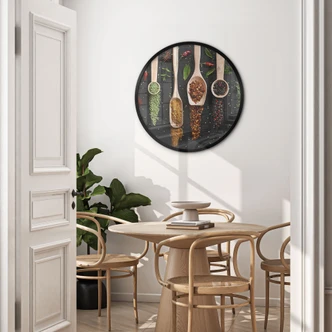 Poster Herbes et épices sur une cuillère en bois - Dingemans 