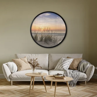 Poster Düne am Strand bei Sonnenuntergang - Rund 