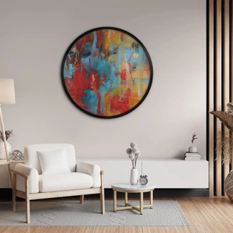 Poster Kleurrijke chaos - Fedrau - Rond 