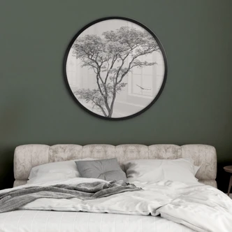 Poster Minimalistischer Baum in ruhiger Landschaft - Flour - Rund 