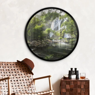 Poster Wasserfall im Wald - Naturfotografie Rund - Foto 