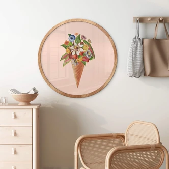 Poster Frida Floral Studio - Blumige Eistüte - Rund 