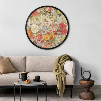 Poster Farbenfrohe Blumencollage - Frida Floral Studio - Rund 