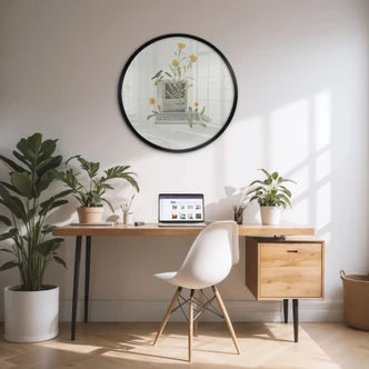 Poster Vintage Botanik-Computer - Frida Floral Studio - Rund 