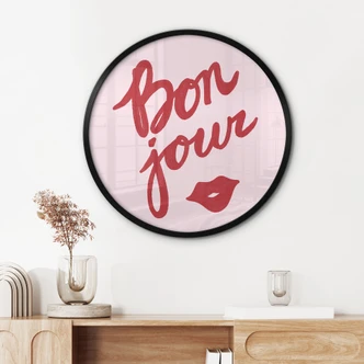 Póster Bonjour con boca que besa - Fritsch - Redondo 