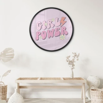Poster Girl Power Retro Belettering Paars - Rond 