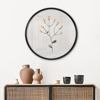Plakat Delikat plante med gule blomster - Goed Blauw - Rund 