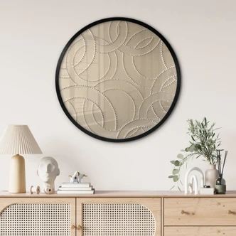 Poster Abstrakte Ringe beige - Grande - Rund 