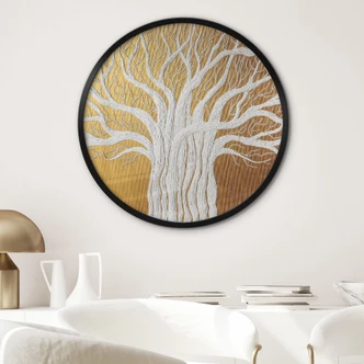 Poster Weißer Lebensbaum abstrakt - Grande - Rund 