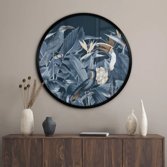 Póster Aves tropicales en el bosque de noche - Haase - Redondo 