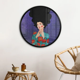 Poster Vrouw in klaproosjurk - Hülya - Rond Poster Vrouw in klaproosjurk - Hülya - Rond