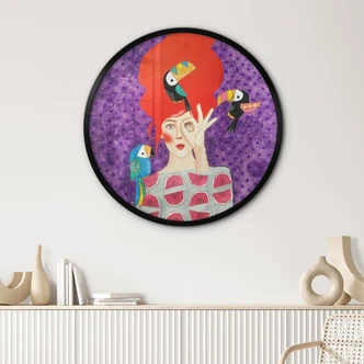 Poster Frau mit Tukan-Trio - Hülya - Rund 