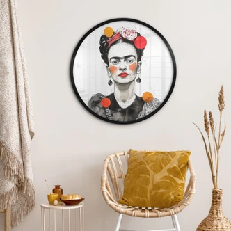 Poster Frida Kahlo Pop-Art Porträt - Jaszke - Rund 
